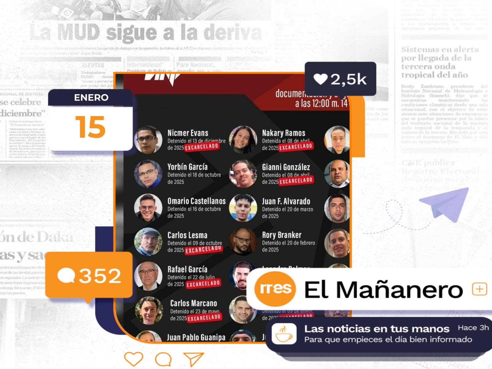 El Mañanero del 15 de enero: No todos los periodistas presos fueron excarcelados
