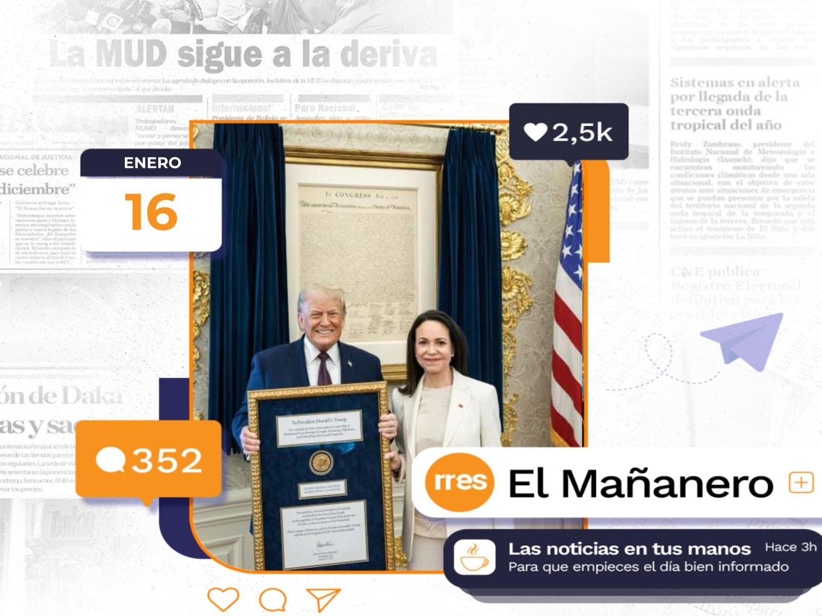 El Mañanero del 16 de enero: La foto de MCM con Trump y más noticias