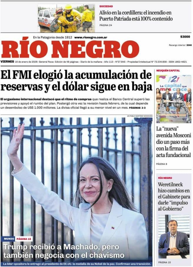 Portadas latinoamericanas de este viernes 16 de enero de 2026