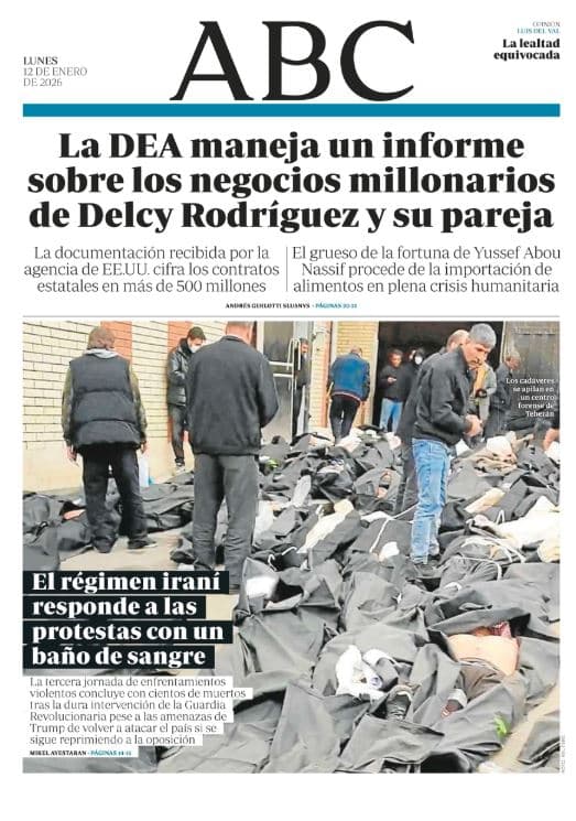 Portadas de la prensa internacional de este lunes 12 de enero de 2026