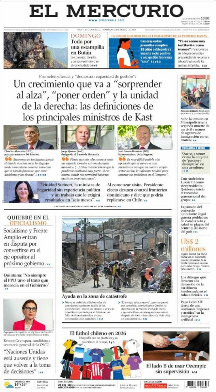 Recorrido por las portadas de América Latina del 25 de enero de 2026