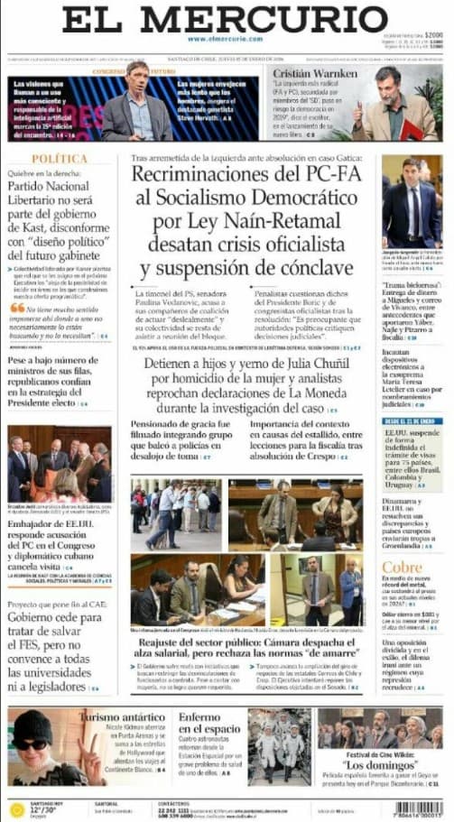 Portadas latinoamericanas de este 15 de enero de 2025