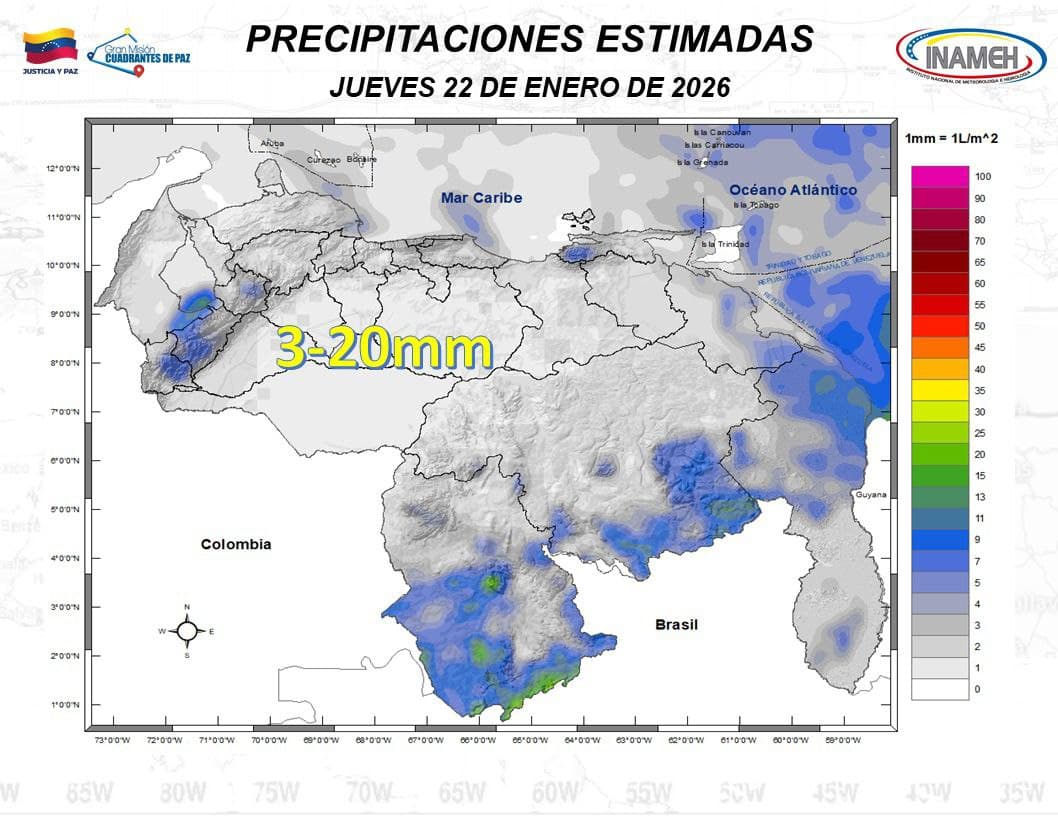 Inameh Anuncia Estabilidad Climática en Venezuela para el 22 de Enero