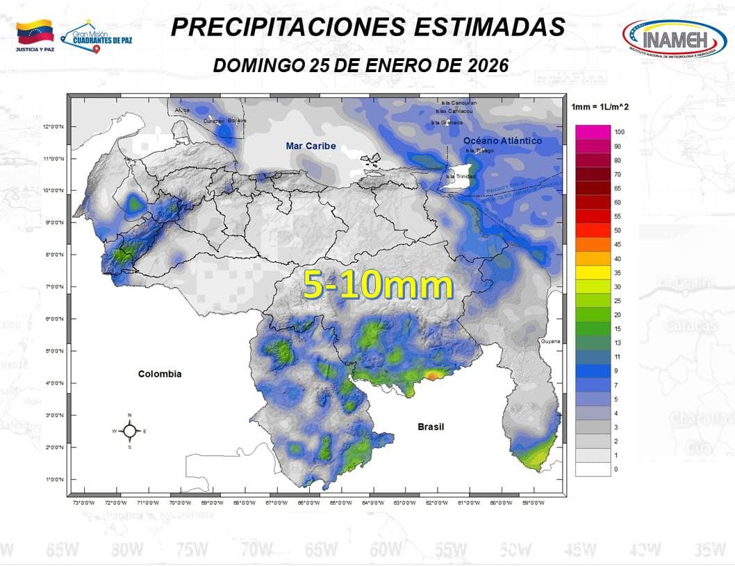 Clima en Venezuela: Lluvias y nubosidad predominan este 25 de enero