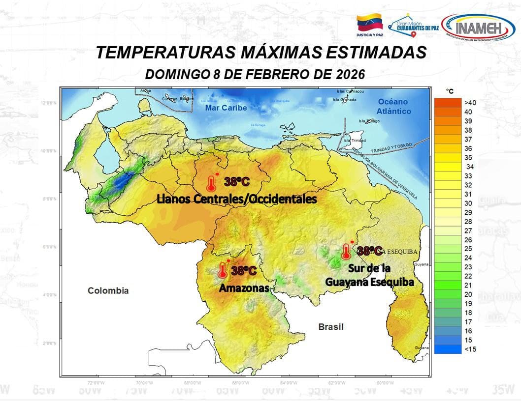 Clima en Venezuela para el 8 de febrero: Lluvias y tormentas eléctricas