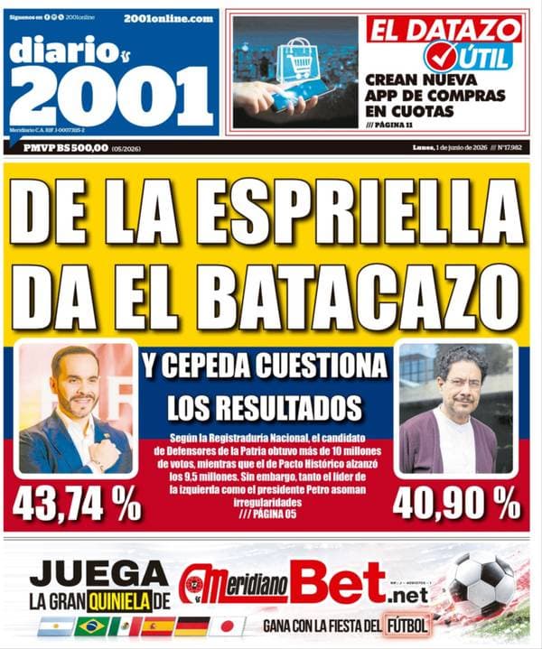 Las Principales Portadas de Prensa en Venezuela - 1 de Junio 2026