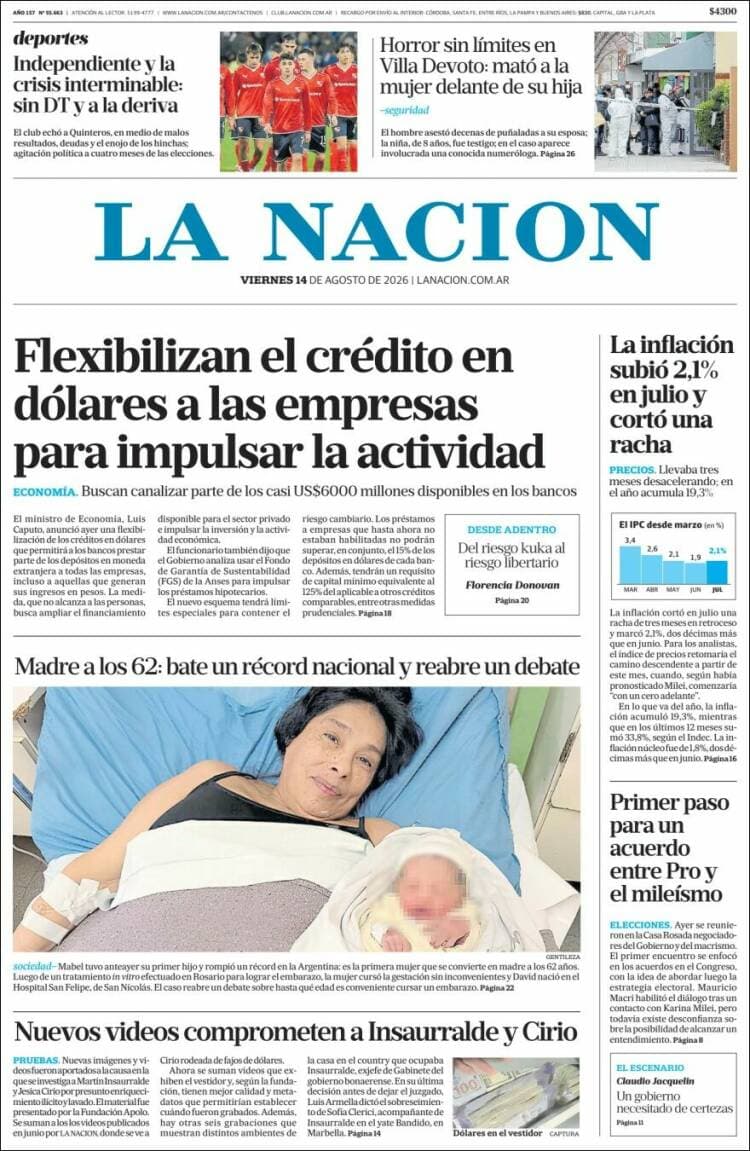 Las portadas más destacadas de América Latina este 14 de agosto de 2026