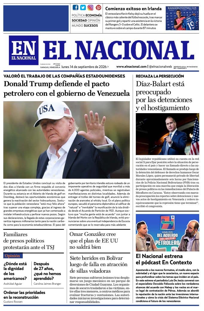 Lo que dicen las portadas de Venezuela este 14 de septiembre de 2026