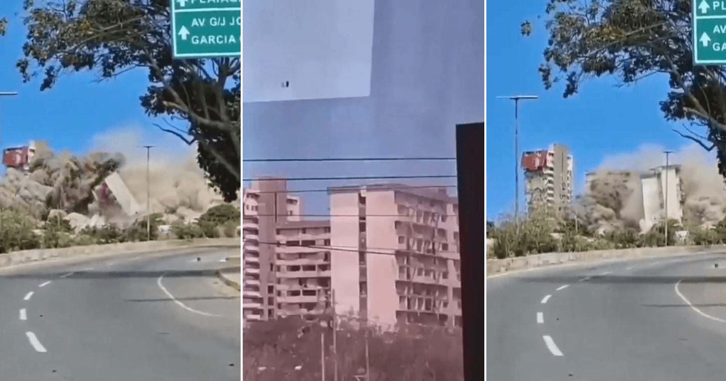 VIDEO: autoridades ejecutaron otra aparatosa demolición de edificio afectado en Playa Grande