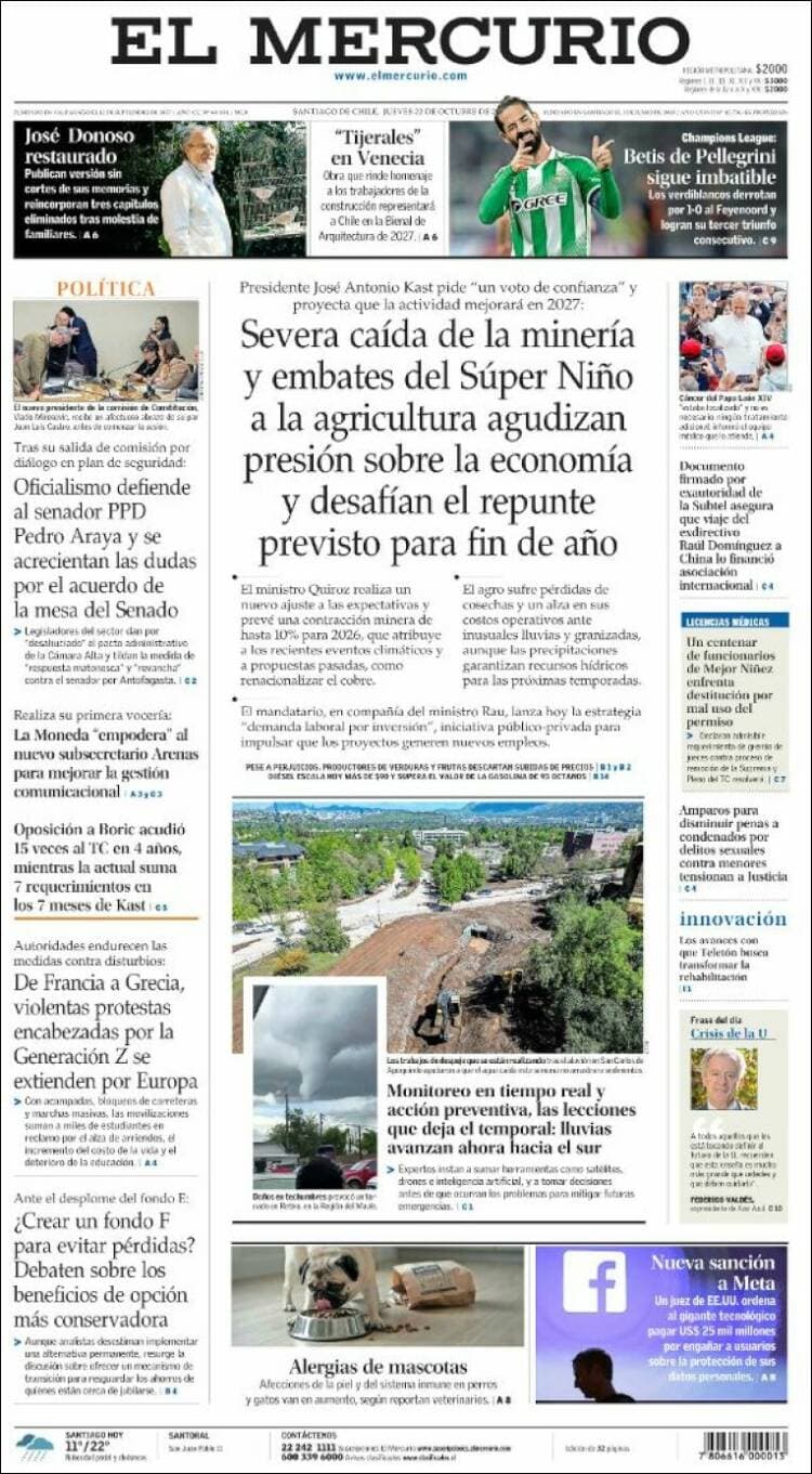Portadas latinoamericanas de este 22 de octubre de 2026