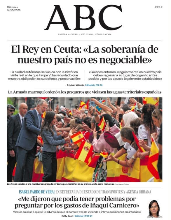 Portadas de la prensa internacional del miércoles 14 de octubre de 2026