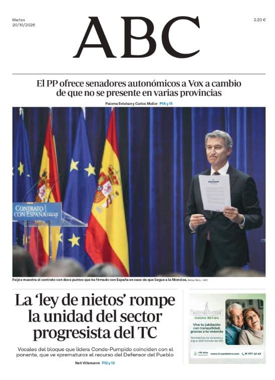 Portadas de la prensa internacional del martes 20 de octubre de 2026