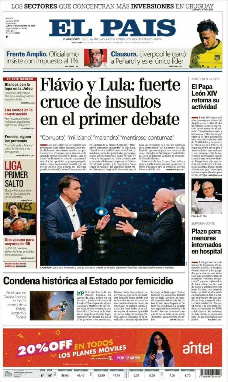 Portadas latinoamericanas de este 19 de octubre de 2026