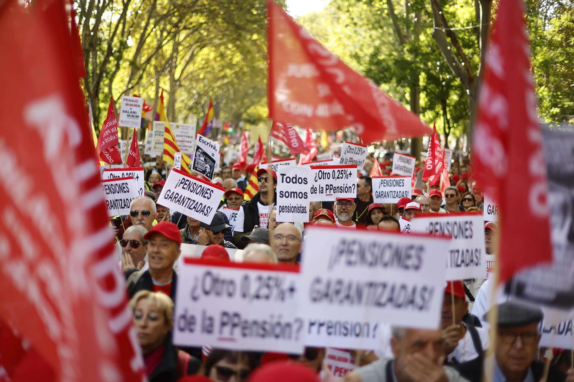 Miles de personas manifestaron en Madrid contra la privatización de las pensiones