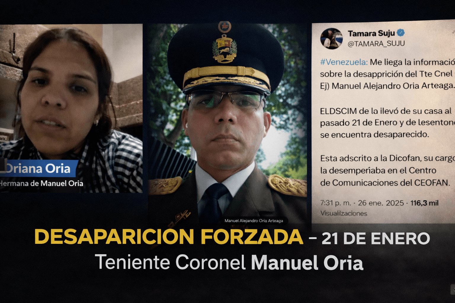 Denuncian Desaparición Forzada del Teniente Coronel Manuel Oria Arteaga