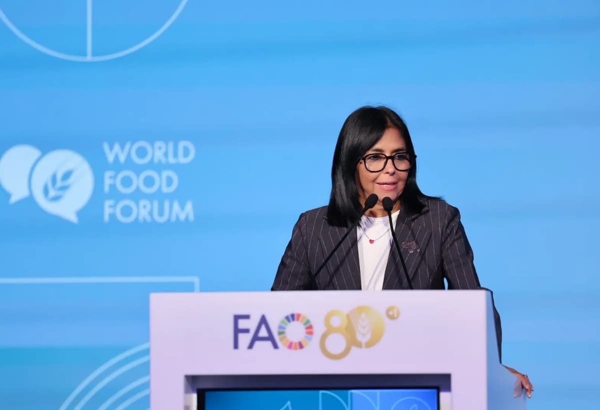 Delcy Rodríguez anunció plan "Venezuela Alimenta" durante Foro Mundial de la FAO