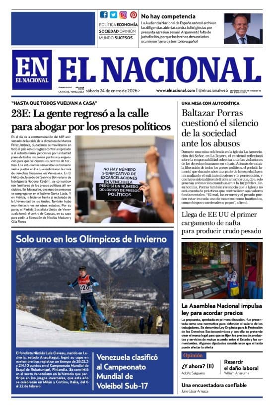 Revive las Portadas más Impactantes de Venezuela del 24 de Enero 2026