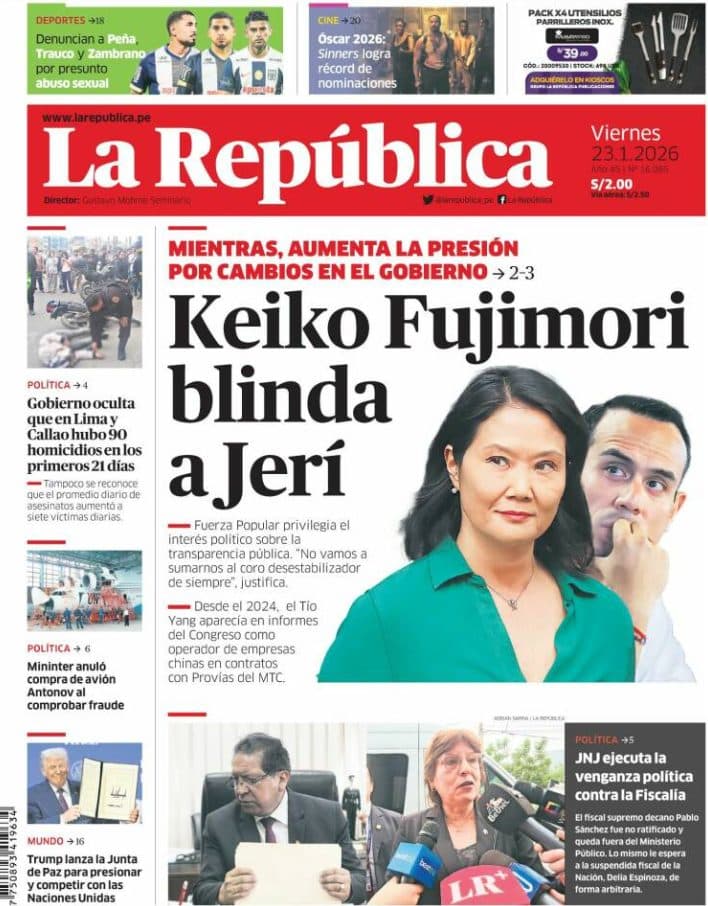Resumen de las portadas latinoamericanas: 23 de enero de 2026
