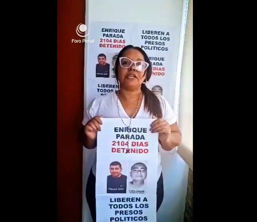 Esposa de Enrique Naurix Parada clama por su libertad tras más de 2100 días encarcelado