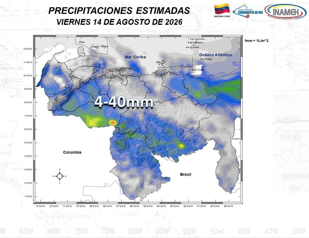 Inameh advierte sobre fuertes lluvias y relámpagos en Venezuela hoy